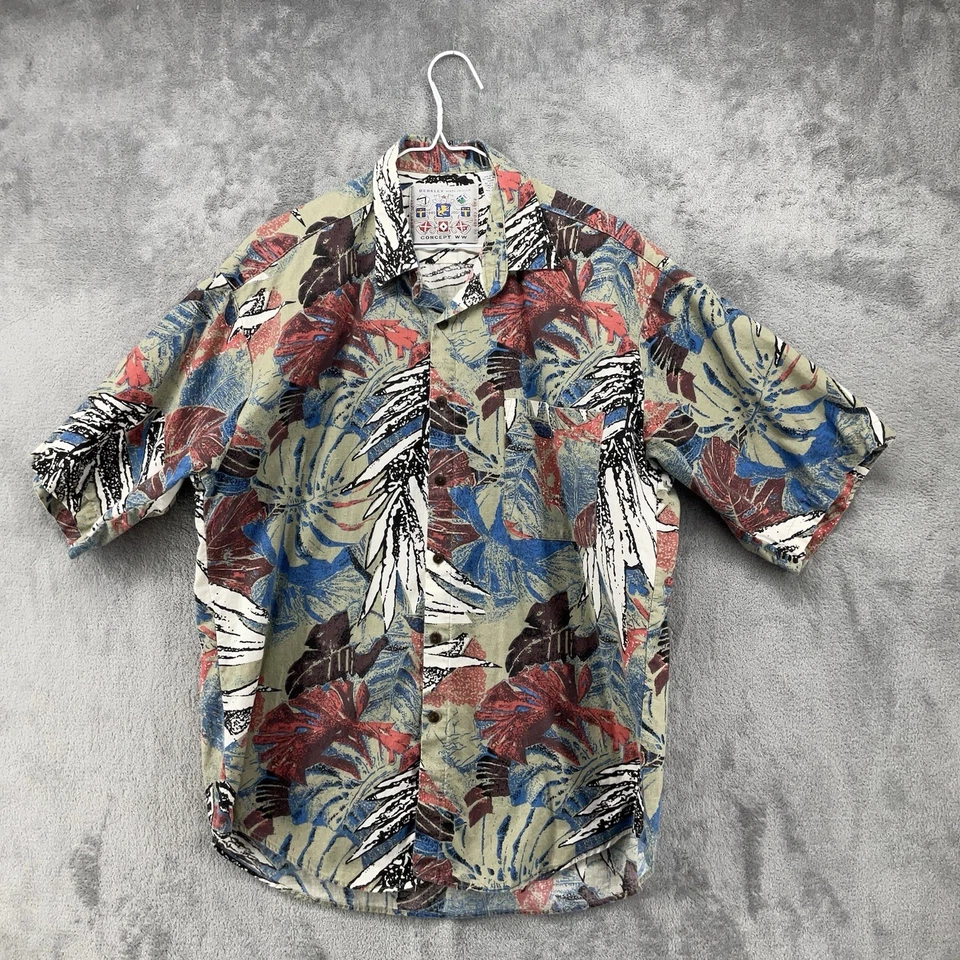 Camisa De Colección Berkley Concept WW Para Hombres Mediana Hawaiana Botón Floral Hecha en EE. UU. Foto 1 de 4