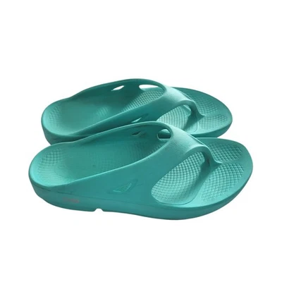 OOFOS Teal 蓝色 Oofoam 人字拖凉鞋女式 6 EU 37 M4 W6 度假游轮 — 第 1/4 张图片