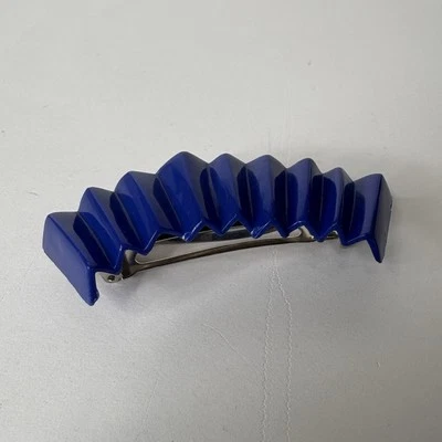 Vintage Hair Barrette Clip 80's 90's style Large 4" Blue Made In France - Image 1 of 4