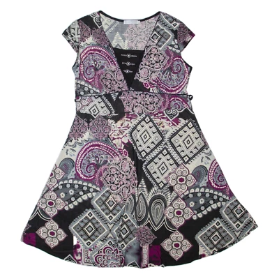 QI ZHI XIANG Womens Fit & Flare Dress Black Crazy Pattern Sleeveless Midi M - Image 1 of 4