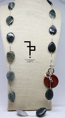 Collana opale verde e diaspro rosso e argento fatta a mano - Immagine 1 di 4