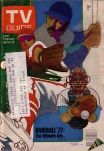 TV GUIDE 4/9/77-BASEBALL WINNERS-COVER BY BOB PEAK FR