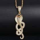 3 Ct Simulated Diamond Men's Cobra Snake Pendent 925 Silver Yellow Gold Plated