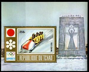 TCHAD 1972 SAPPORO Olympic Winter Games , Block 37 A  BOBSLEIGH perf