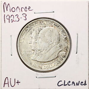 1923-S 50C Monroe Commemorative Half Dollar with AU Detail Cleaned #11021