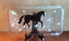 Glass Tray Prancing Black Horse Moon & Stars Artist Signed 12" x 6 1/2"