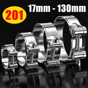 Stainless Steel Hose/Pipe/Filter/Fuel Gas Pipe T-Bolt Clamps Clips 17mm - 130mm - Picture 1 of 21