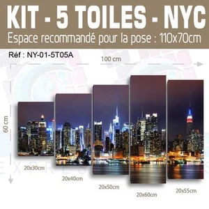 100x60cm - Set 5 GEMÄLDE BEDRUCKT GEMÄLDE STOFF NEU DEKO YORK-NY-01 - Bild 1 von 27