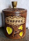 Vintage Treasure Craft Ceramic ?Coffee" Canister, Wood Grain