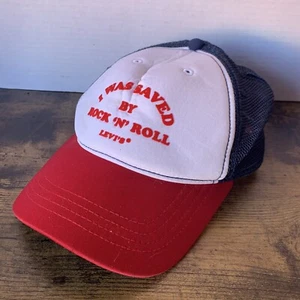 Vintage Levi’s Jeans Trucker Hat I Was Saved By Rock ‘N’ Roll SnapBack Classic - Picture 1 of 9
