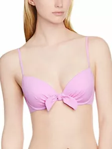 Lepel Bow Plunge Bikini Top 1356600 Underwired Moulded Lightly Padded - Purple - Picture 1 of 2