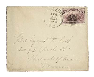 US SC 231 OCEAN GROVE , NJ POSTAL HISTORY COVER 1894 - Image 1 of 2