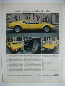 1972 DE TOMASO PANTERA L BY GHIA USA MAGAZINE FULLPAGE COLOUR ADVERTISEMENT - Picture 1 of 1