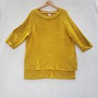 Mote Womens Large Mustard 3/4 Sleeve Cable Knit Sweater 