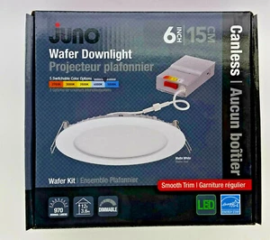 WF6 13W 6" LED Recessed Downlight Color Select White Ultra Thin Canless Wafer - Picture 1 of 10