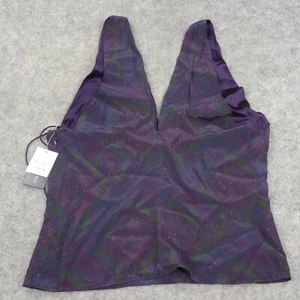 Ralph Lauren Top Womens 10 Black Label Silk Cami Shirt Purple Paisley V Neck B - Picture 1 of 13