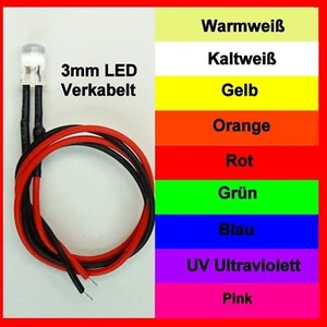 LED 3mm 9 colores a elegir 9-12V cableado modelismo RC automóvil Hobby C2657 - Imagen 1 de 31