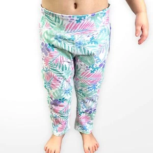 More Than Magic Blue Palm Leaf Stretch Athletic Leggings - Picture 1 of 5