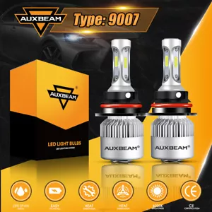 AUXBEAM 9007 HB5 LED Headlights Bulbs Kit High Low Beam 6500K Super White Bright - Picture 1 of 12