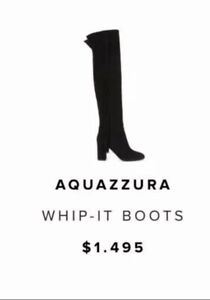 AQUAZZURA Whip It Over the Knee Black Suede Boots EUR 36/US 5.5 NEW MSRP $1495