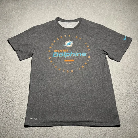 Miami Dolphins Nike Dri Fit T Shirt Mens Small Gray NFL Performance Athletic Cover