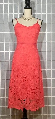 VESTIDO BEBE MUJER NUEVO CON ETIQUETAS $148 ENCAJE FLORAL CÓCTEL ESPAGUETI CORREAS TALLA 8 FRESA Foto 1 de 4