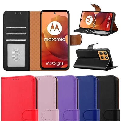 Case for Motorola Moto E15 / G05 / G15 Leather Wallet Flip Shockproof RFID Cover - Image 1 of 4