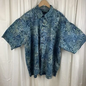 Pete Huntington Bali Batik Camp Shirt Size 4XB Blues & Grays - Picture 1 of 8