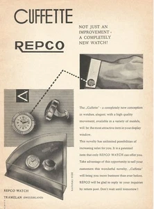 1958 Vintage Impresión Anuncio REPCO CUFFETTE Reloj Suizo Movimiento MID CENTURY ART - Imagen 1 de 1