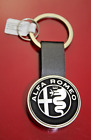 Alfa Romeo Key ring chain original logo tag black metal leather 110 Aniversary
