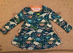 Piccolina Turquoise Dinosaur Swing Tunic with Pockets, Size 5 - Picture 1 of 4