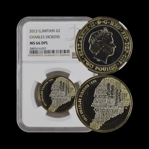 GREAT BRITAIN. 2012, 2 Pounds - NGC MS66 - Top Pop 🥇 Charles Dickens - Picture 1 of 5