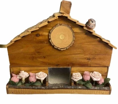 VTG Handcrafted Decorative Box Wood House Floral Garden 8.5 X 7.5 Shingled Roof - Image 1 of 4