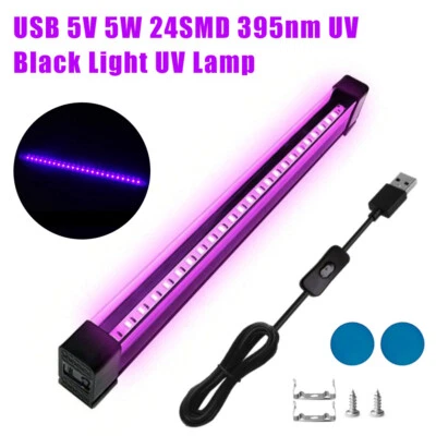 Schwarzlichtröhre 5W USB UV LED Lampe UVA 395-405NM Bar Licht Effekt Party Licht - Bild 1 von 4