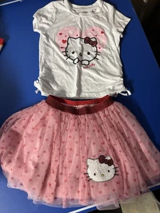 Hello Kitty Fun Outfit Or Halloween Outfit - Top and Skirt Girls Size 5 - Picture 1 of 4