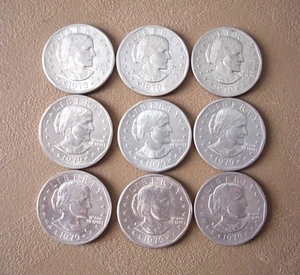 1979 PD Susan B Anthony Stempelglanz Set 9 Münzen - Bild 1 von 2