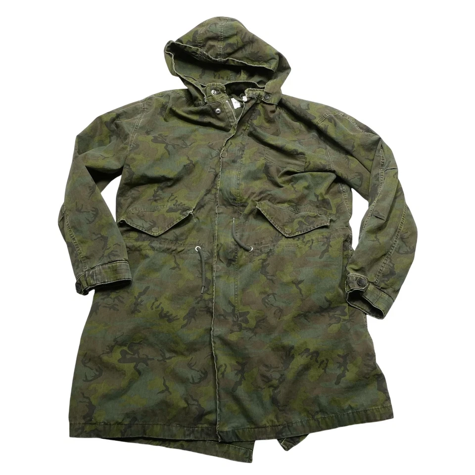 Chaqueta Topman Para Hombre Grande Verde Ejército Camuflaje Con Capucha Cola de Pescado Parka Abrigo de Algodón Foto 1 de 4