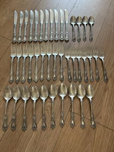 Rogers Precious Rose Stainless Korea 41 Pieces Forks Knives Spooons - Imagen 1 de 7