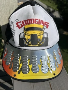 Vintage GoodGuys Hot Rod Flames Hat with Louvered Aluminum Hat Bill Signed ROTH - Picture 1 of 11