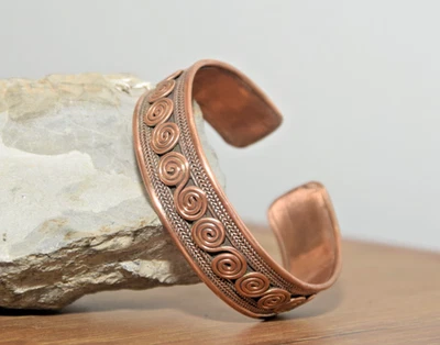 Pure Copper Wire Bracelet Unisex Handmade Jewelry Christmas Gift for Him Her - Image 1 of 4