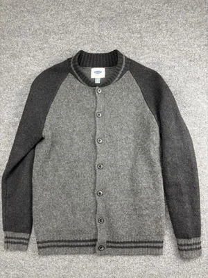Old Navy Sweater Mens Large Tall Gray Two-Tone Cardigan Button Raglan Wool - Image 1 of 4
