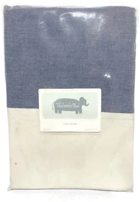 Land of Nod Crib Skirt Blue and Beige All Cotton New in Original Package - Image 1 of 4