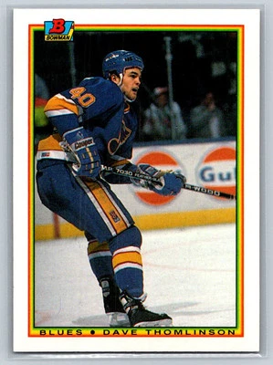 1990-91 Bowman #21 Dave Thomlinson St. Louis Blues Rookie Hockey Card - Image 1 of 2