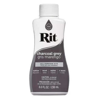 Tinte de tela multiusos Rit botella de 8 oz gris carbón para ropa artesanal Foto 1 de 4