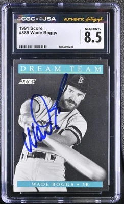 1991 Score #889 Wade Boggs JSA AU CGC 8.5 - Image 1 of 2