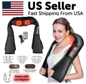 Shiatsu Back Neck And Shoulder Massager With Heat Deep Tissue 3D Kneading Pillow - Picture 1 of 6