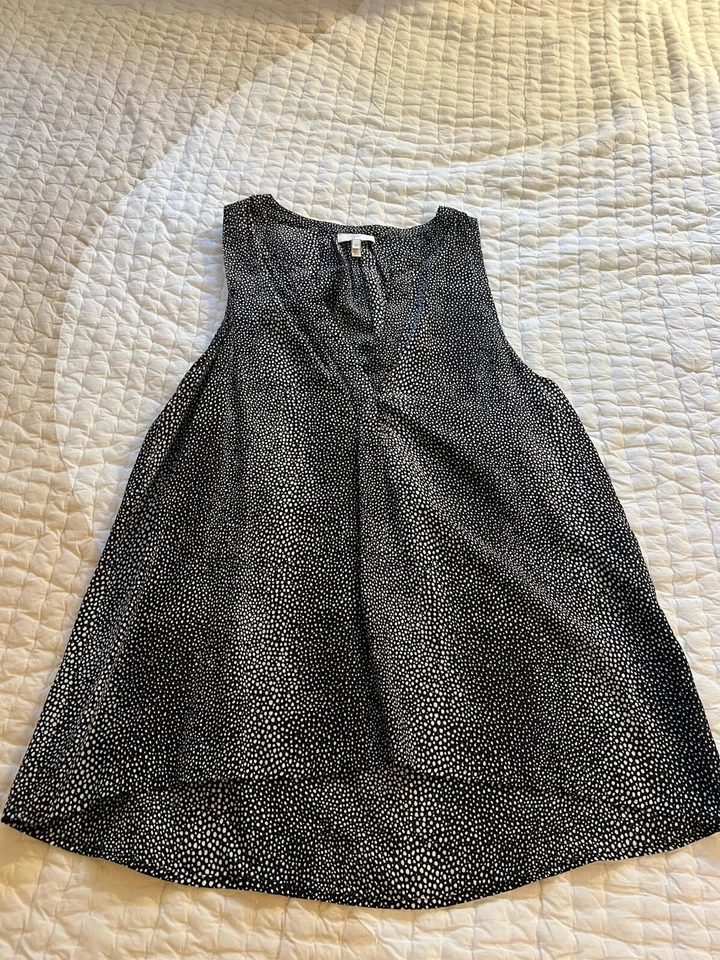 Blusa Joie Silk Racer Back Azul Marino Lunares 100% Seda Talla M Foto 1 de 4