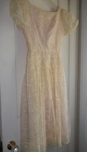 1950s - 1960s Vintage Lace Dress, Fully Lined Zipper Back Unknown Size but Small - Picture 1 of 7