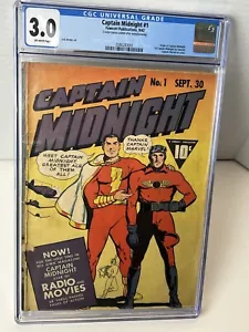 ๐ฅ1942 Captain Midnight 1 Cgc 3.0 1st Appearance Golden Age Comics 1 Day Ship!๐ - Picture 1 of 24