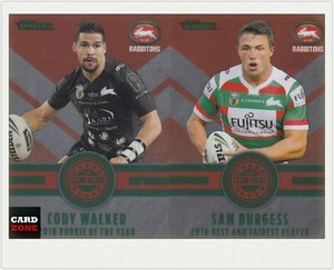 2017 TLA NRL TRADERS TRADING CARD CLUB HEROES CH23 BURGESS+CH24 WALKER-RABBITOHS